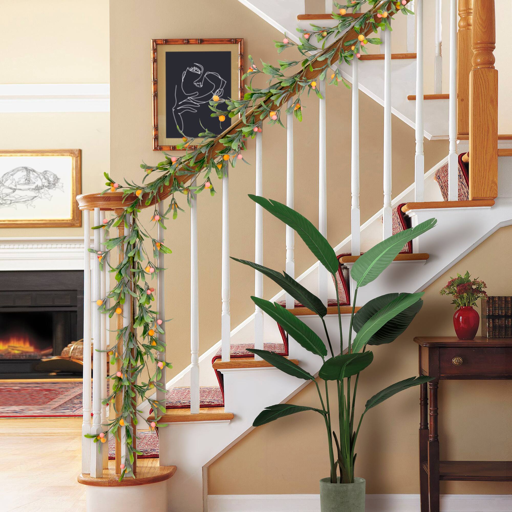 6 Pack: 5ft. Green & Yellow Mistletoe with Berries Spring Garland
